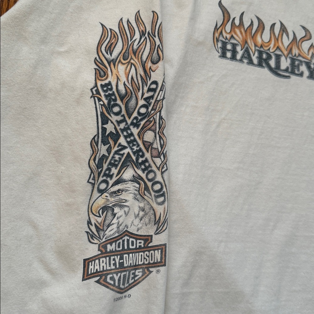 ‘06 Harley-Davidson Vintage Long Sleeve T-Shirt w/ Flame Graphic Y2K - Picture 8 of 11